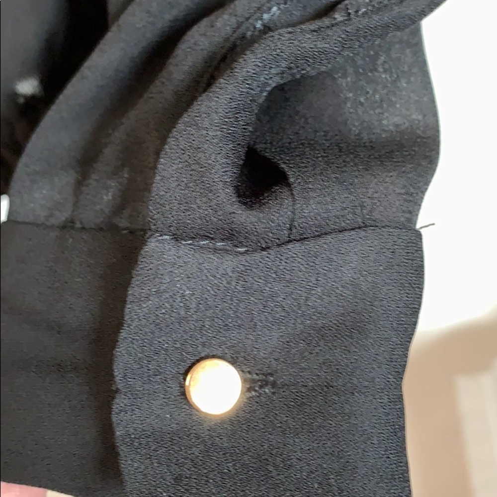 Black L/S sheer front wrapped top - Picture 4 of 8